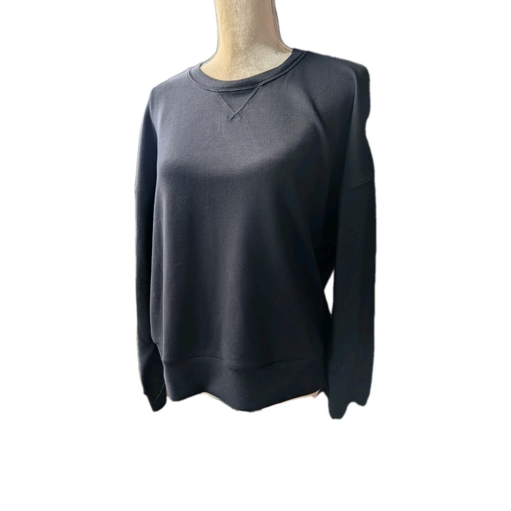 Spanx Women's Lounge Top Size L Black Long Sleeve 47% Tencel Modal, Polyester